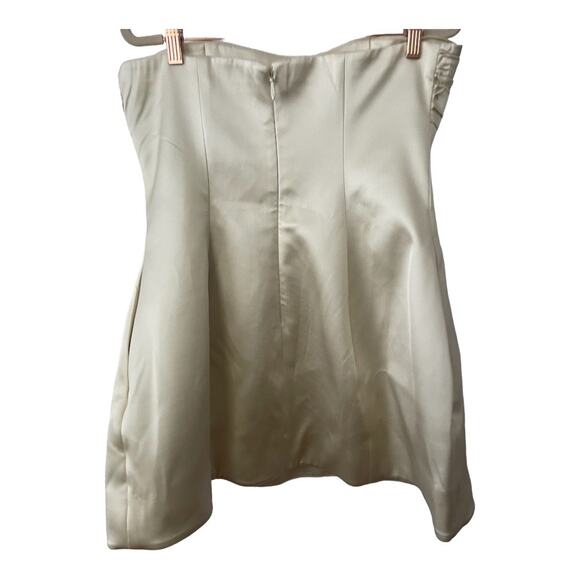 Helsa Mini Dress Heavy Satin Strapless Ruched Bust Bridal Wedding Hoco Party L - Picture 12 of 14